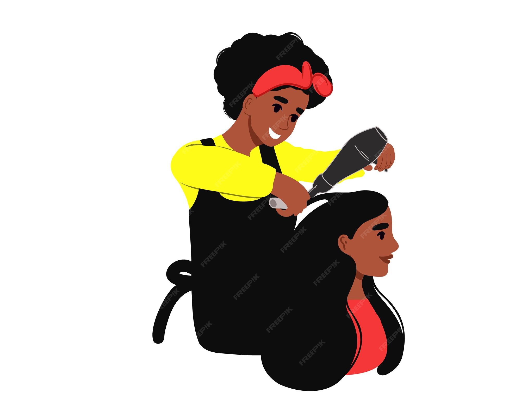 Premium Vector A Woman Getting Her Hair Done In A Cartoon Style premium-vector-a-woman-getting-her-hair-done-in-a-cartoon-style
