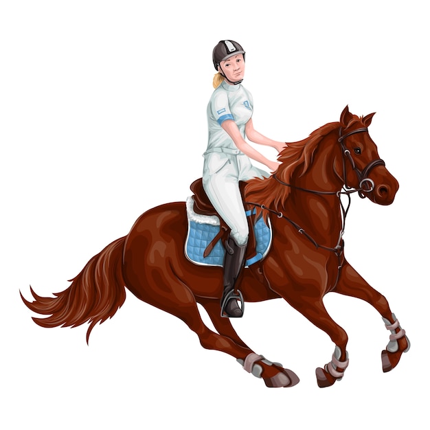 Woman, Girl riding horses Vector Illustration, isolated.