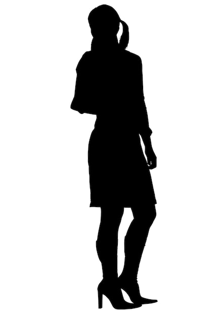 Vector woman girl silhouette isolated on white background vector illustration in flat style