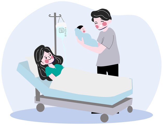 Vector woman giving birth vector