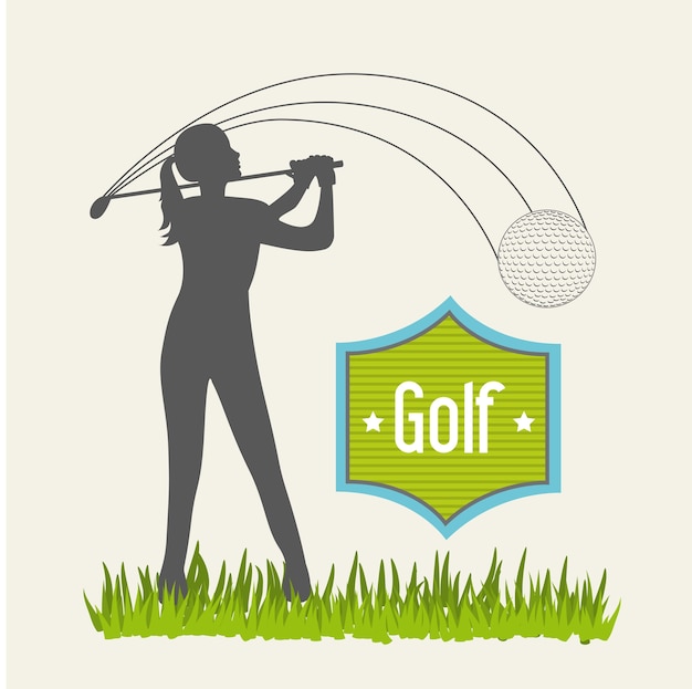 Giocatore di golf della donna sopra l'illustrazione beige di vettore del golf del fondo