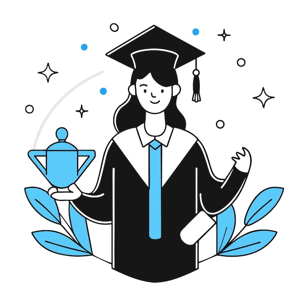 a woman in a graduation cap illustration