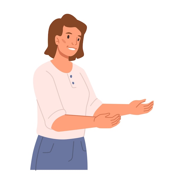 Woman greeting and meeting gesture