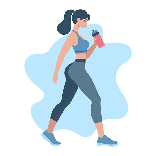Woman in gym outfit flat cartoon vector