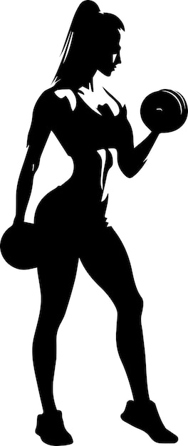 Illustrazione della silhouette vettoriale della donna in palestra colore nero 14