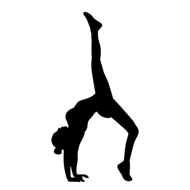 woman gymnast silhouette white background vector