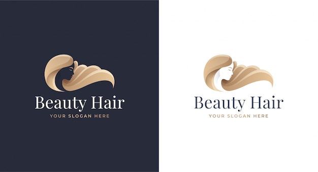 Woman hair salon gold gradient logo design