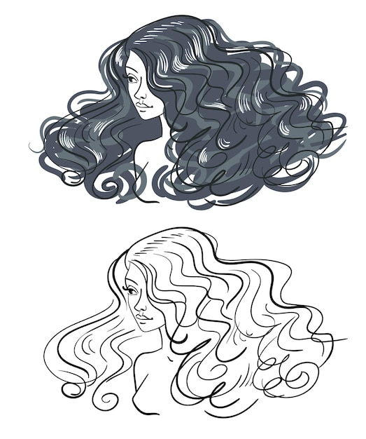 Vector woman hair silhouette