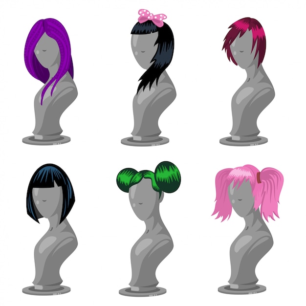 Vector woman hair style on fashion mannequin.