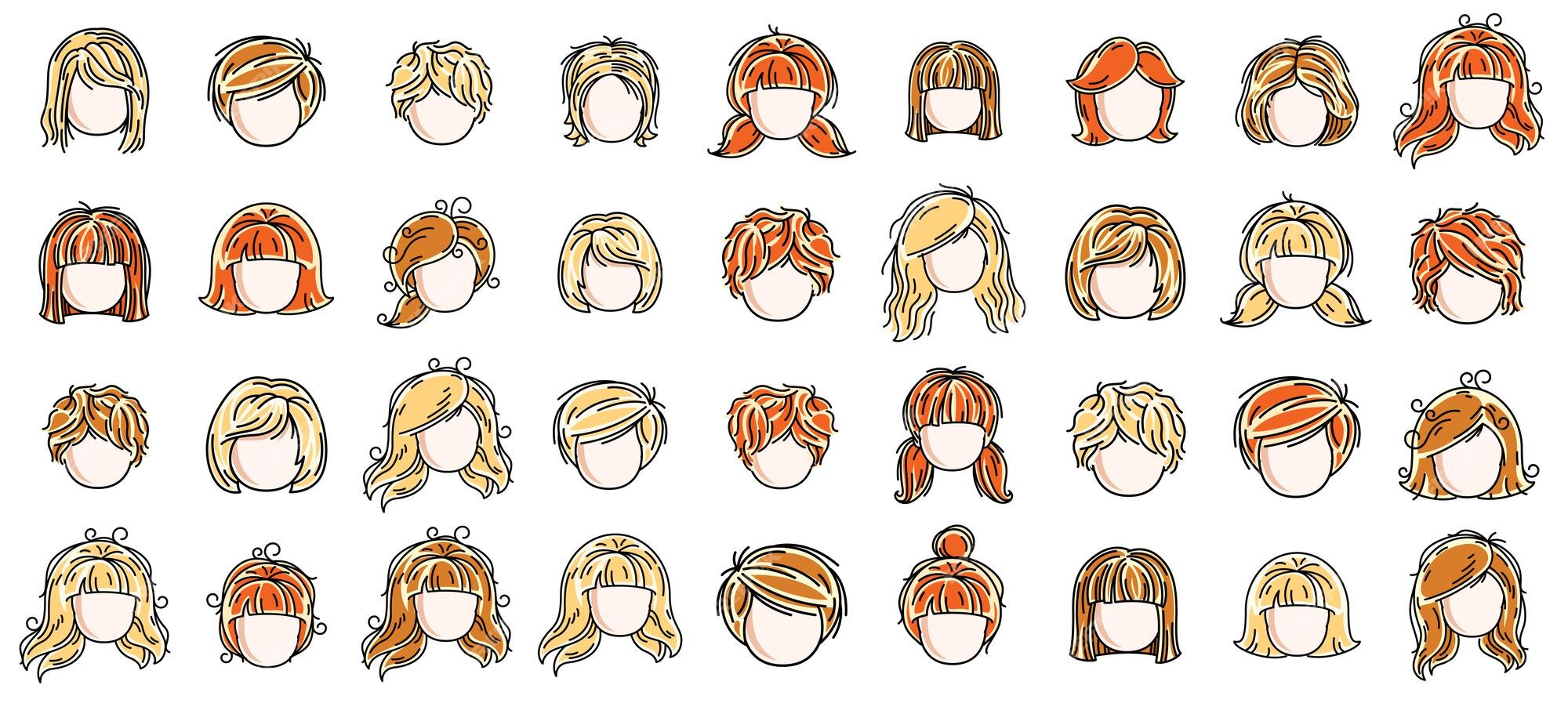 Premium Vector  Anime manga hairstyles. set isolated wig a hair.