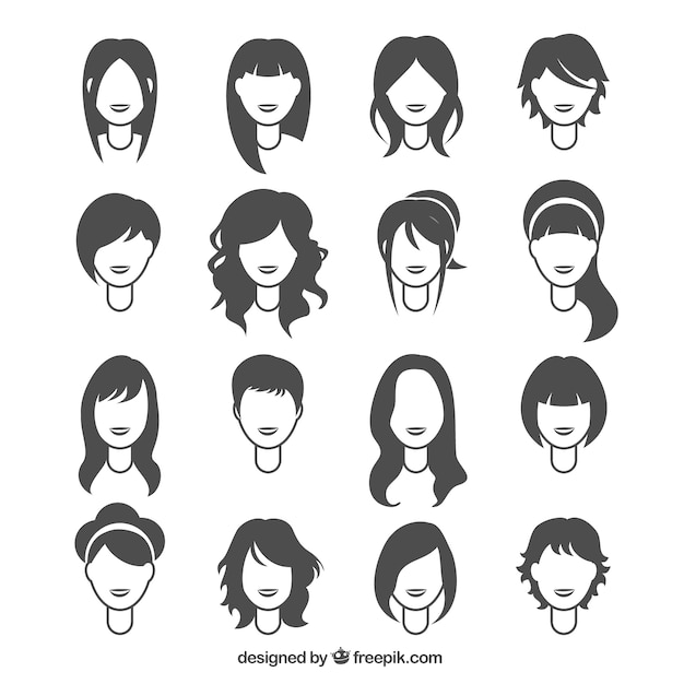 Vector woman hairstyles