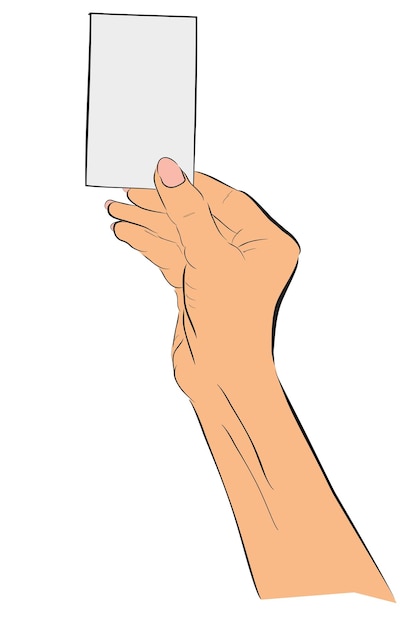 Vector woman hand hold blank card simple vector hand draw sketch doodle