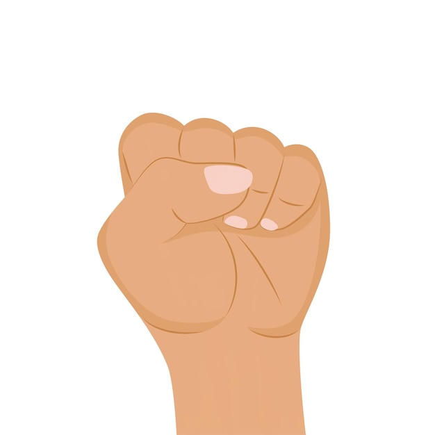 Woman hand with her fist raised up girl power symbol of feminist movement happy women's day