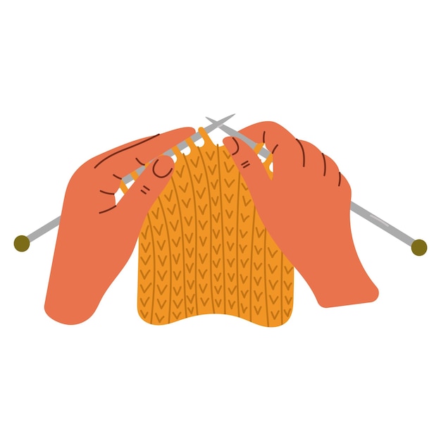 Woman hands are knitting with knitting needles Knitting process Wool yarns hook knitting needles