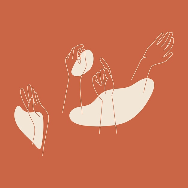 Vector woman hands line art vector