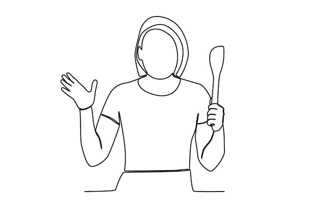 a woman has cooking skills world youth skill day oneline drawing