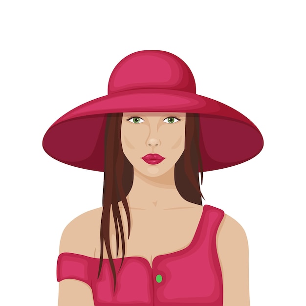 Vector the woman in the hat a beautiful lady in a red hat with a large brim and a red jacket a woman in red