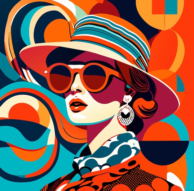 Woman in a Hat Stylish Vector Illustration