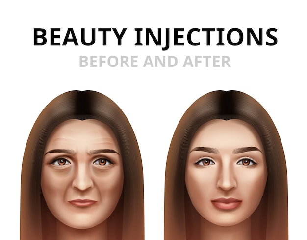 Vector woman having facial beauty injection