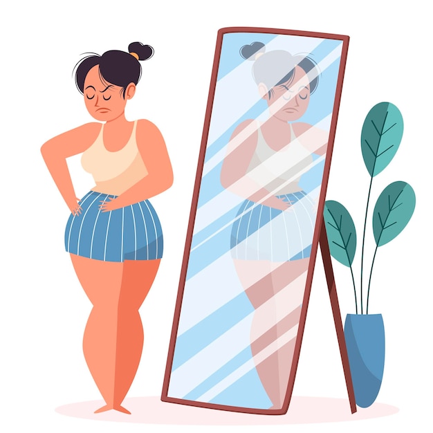 woman having low self esteem illustrated
