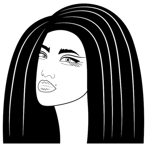 Vector woman head drawing