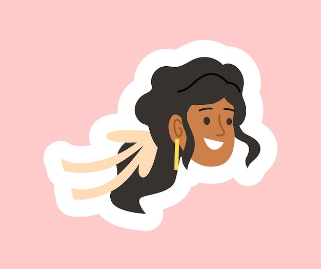 Woman head sticker vector concept