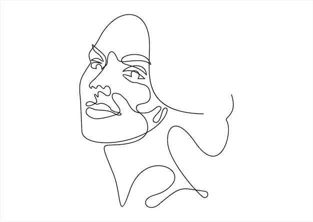 Woman head vector lineart illustration One Line style drawing Woman Line Art Minimalist Logo