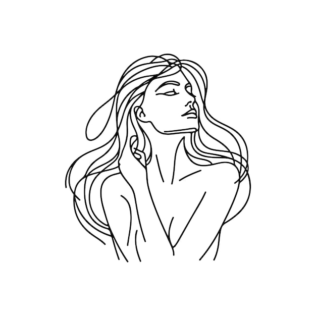 Woman head vector lineart illustration