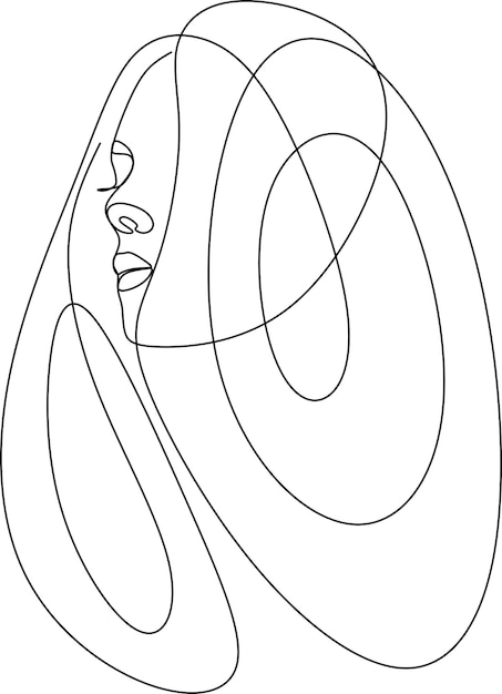 Vector woman head vector lineart illustration