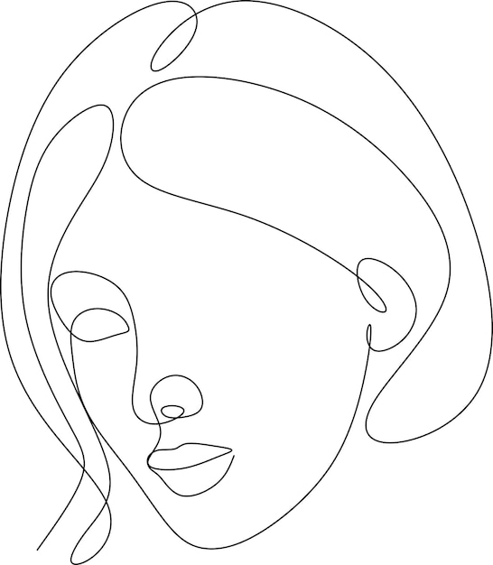 Vector woman head vector lineart illustration