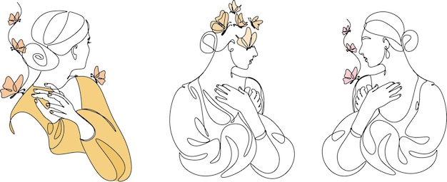 Woman head vector lineart illustration