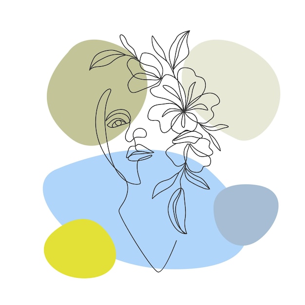 Woman head with flower composition