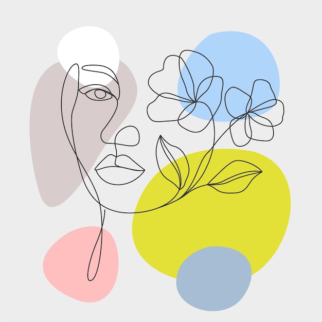 Woman head with flower composition