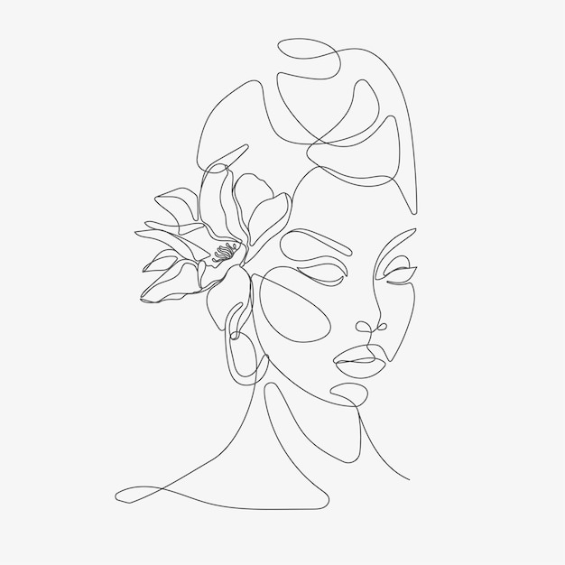 Woman head with flowers composition