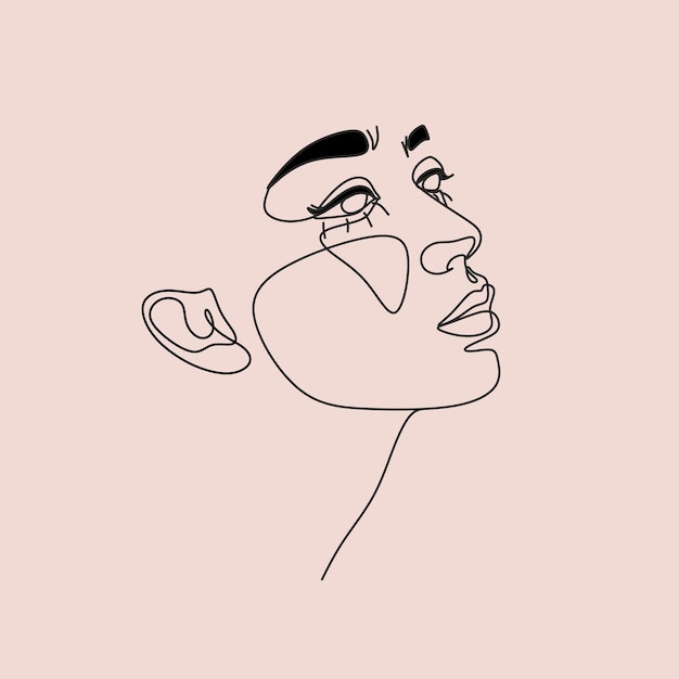 Woman Head with Flowers Continuous Line Drawing Set Female Nature One Line Abstract Portrait Woman face Minimalist Contour Wall Art Design Elegant logo for cosmetics or hair stylist brand