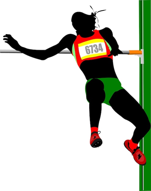 Woman high jumping Track and field Vector illustration