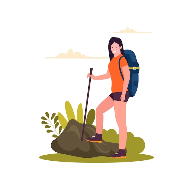 Woman hiking concept design