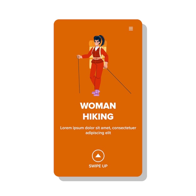 Woman hiking vector