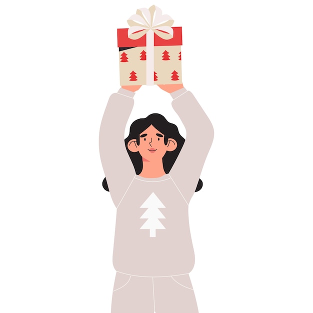 Woman hold gift box full of presents