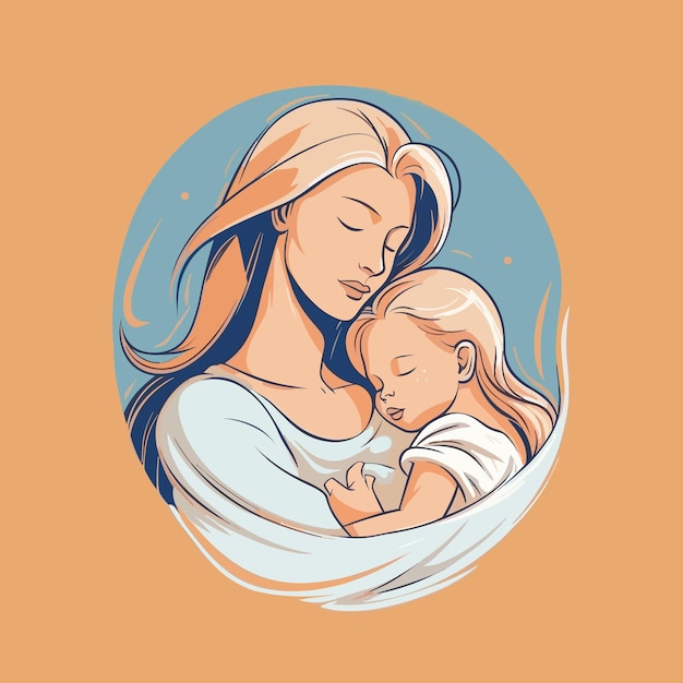 Vector a woman holding a baby and her mother.