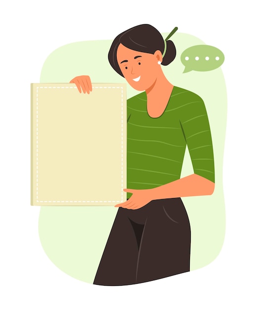 Woman Holding a Blank Notice Board for Copy Space