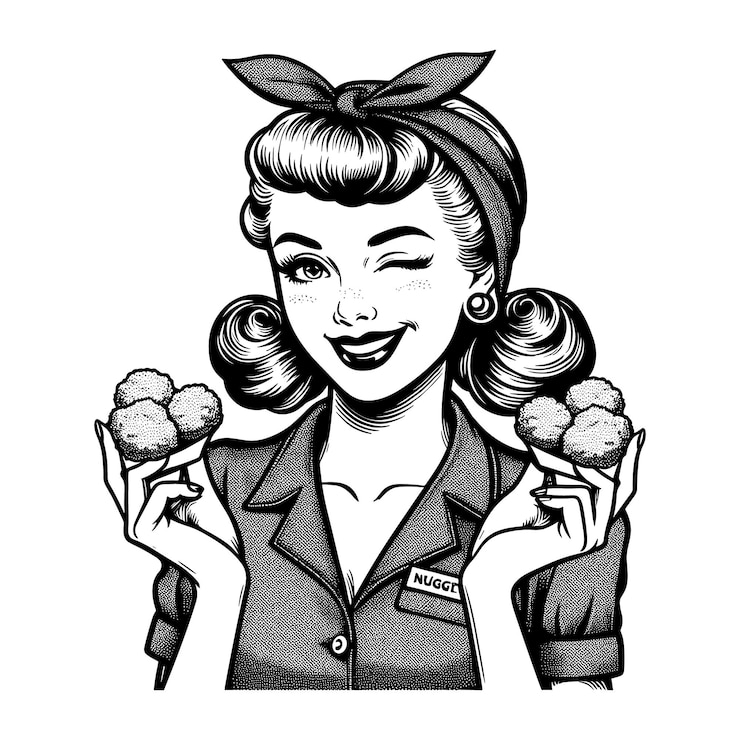 Vector 手にチェリートマトの束を握っている女性