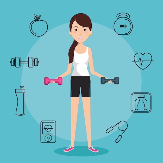 Woman holding dumbbells