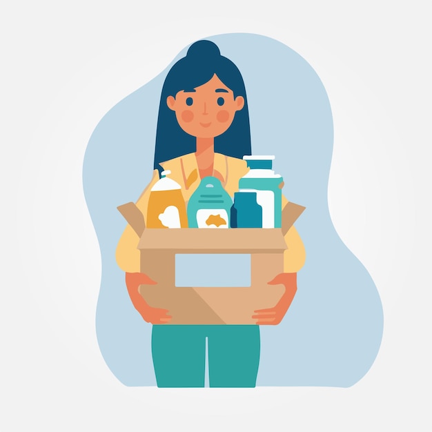 woman holding order box vector illustration