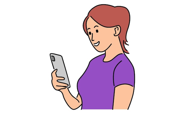 Woman holding phone illustration