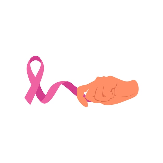 Woman holding pink breast cancer awareness ribbon