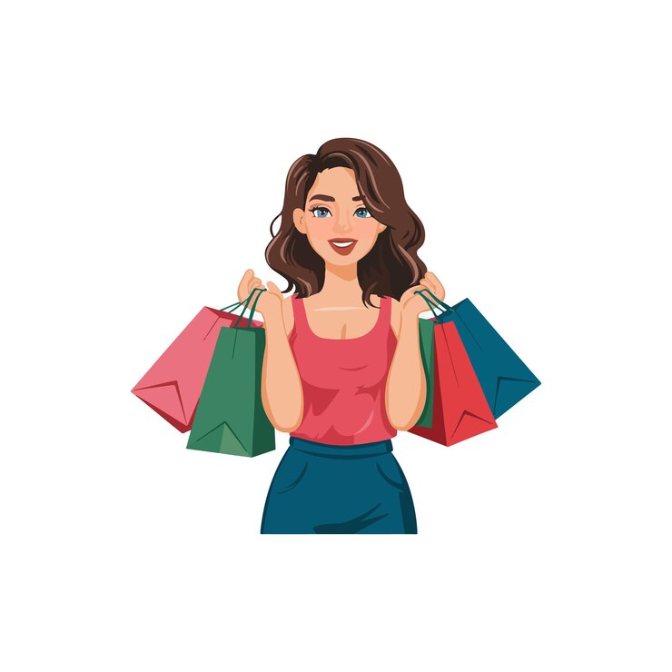 ショッピングバッグを持った女性とショッピング バッグを持っている女性