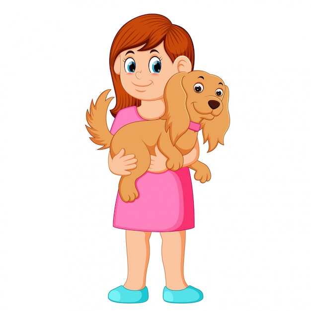 Женщина, держащая маленькую собаку