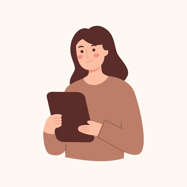 Vector woman holding tablet