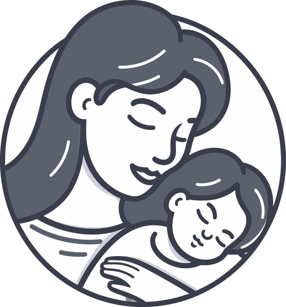 Vector a woman holds a baby in her arms